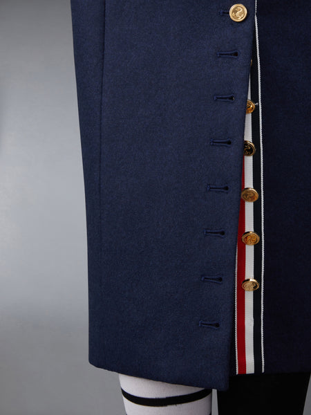 FLANNEL BUTTON BACK PENCIL SKIRT NAVY