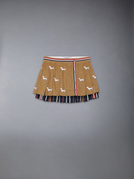 CORDUROY MINI PLEATED HECTOR SKIRT KHAKI