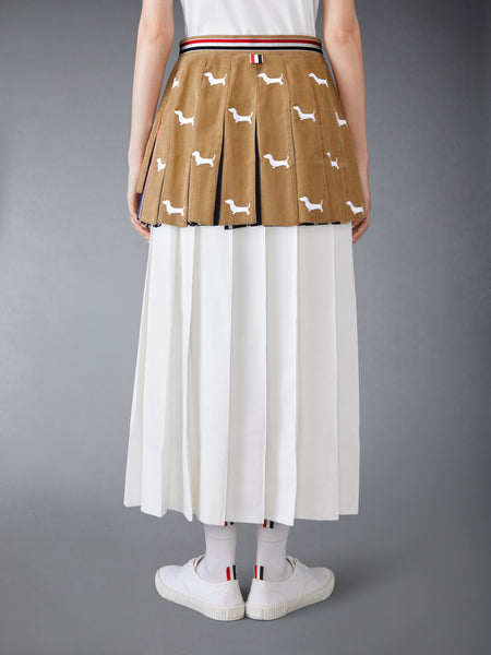 CORDUROY MINI PLEATED HECTOR SKIRT KHAKI
