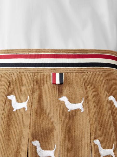 CORDUROY MINI PLEATED HECTOR SKIRT KHAKI