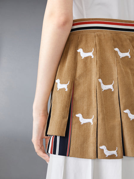 CORDUROY MINI PLEATED HECTOR SKIRT KHAKI