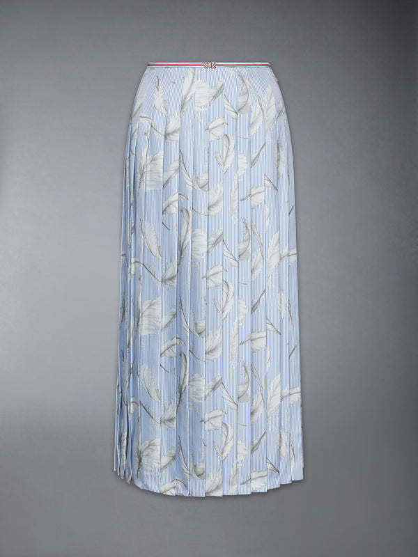FEATHER PRINTED SILK TWILL PLEAT SKIRT - featured image