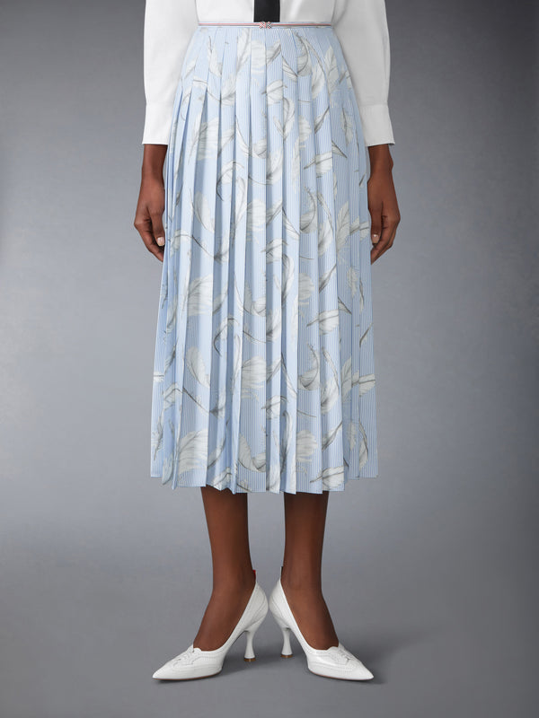 FEATHER PRINTED SILK TWILL PLEAT SKIRT - image 1