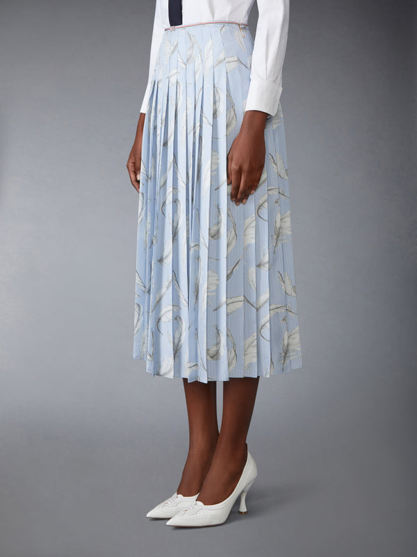 FEATHER PRINTED SILK TWILL PLEAT SKIRT - image 2