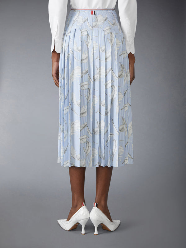 FEATHER PRINTED SILK TWILL PLEAT SKIRT - image 3