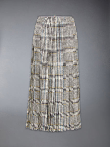 HUNTING TWEED SILK TWILL PLEATED SKIRT