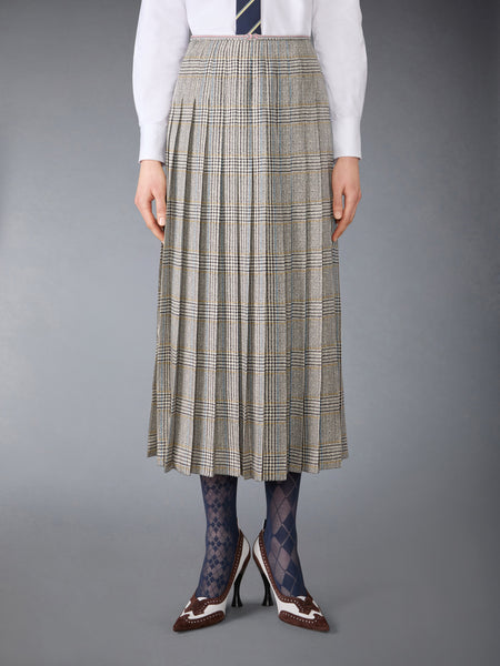HUNTING TWEED SILK TWILL PLEATED SKIRT