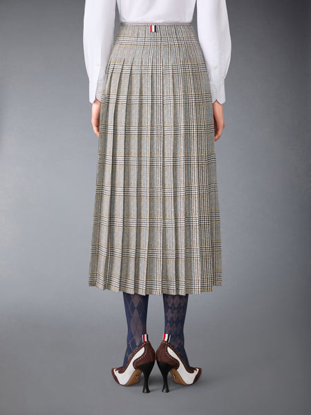 HUNTING TWEED SILK TWILL PLEATED SKIRT