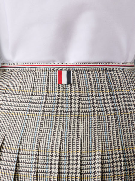HUNTING TWEED SILK TWILL PLEATED SKIRT