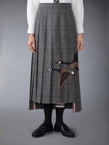 PRINCE OF WALES HUNTING TWEED FLYING GEESE PLEATED SKIRT