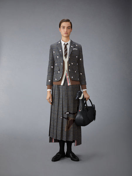 PRINCE OF WALES HUNTING TWEED FLYING GEESE PLEATED SKIRT