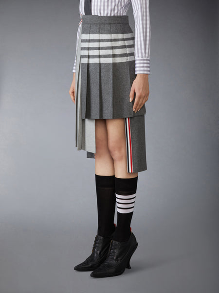 WOOL FLANNEL 4-BAR PLEATED SKIRT