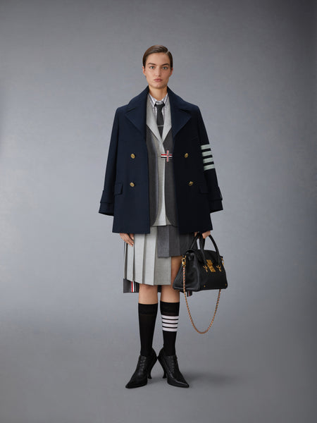 WOOL FLANNEL 4-BAR PLEATED SKIRT