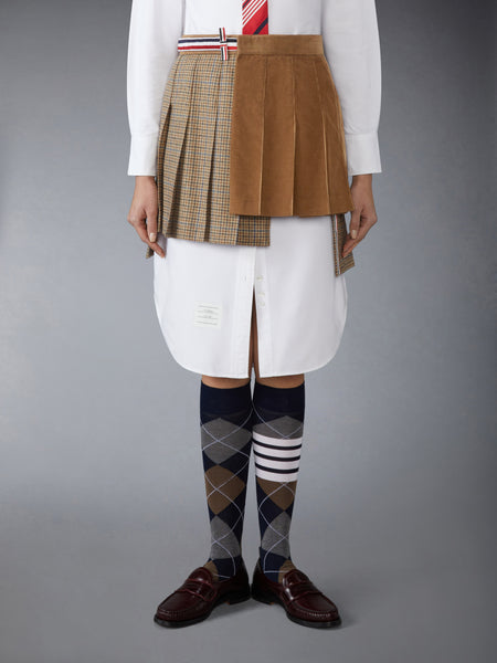 GUNCLUB CHECK CHEVIOT TWEED PLEATED MINI SKIRT