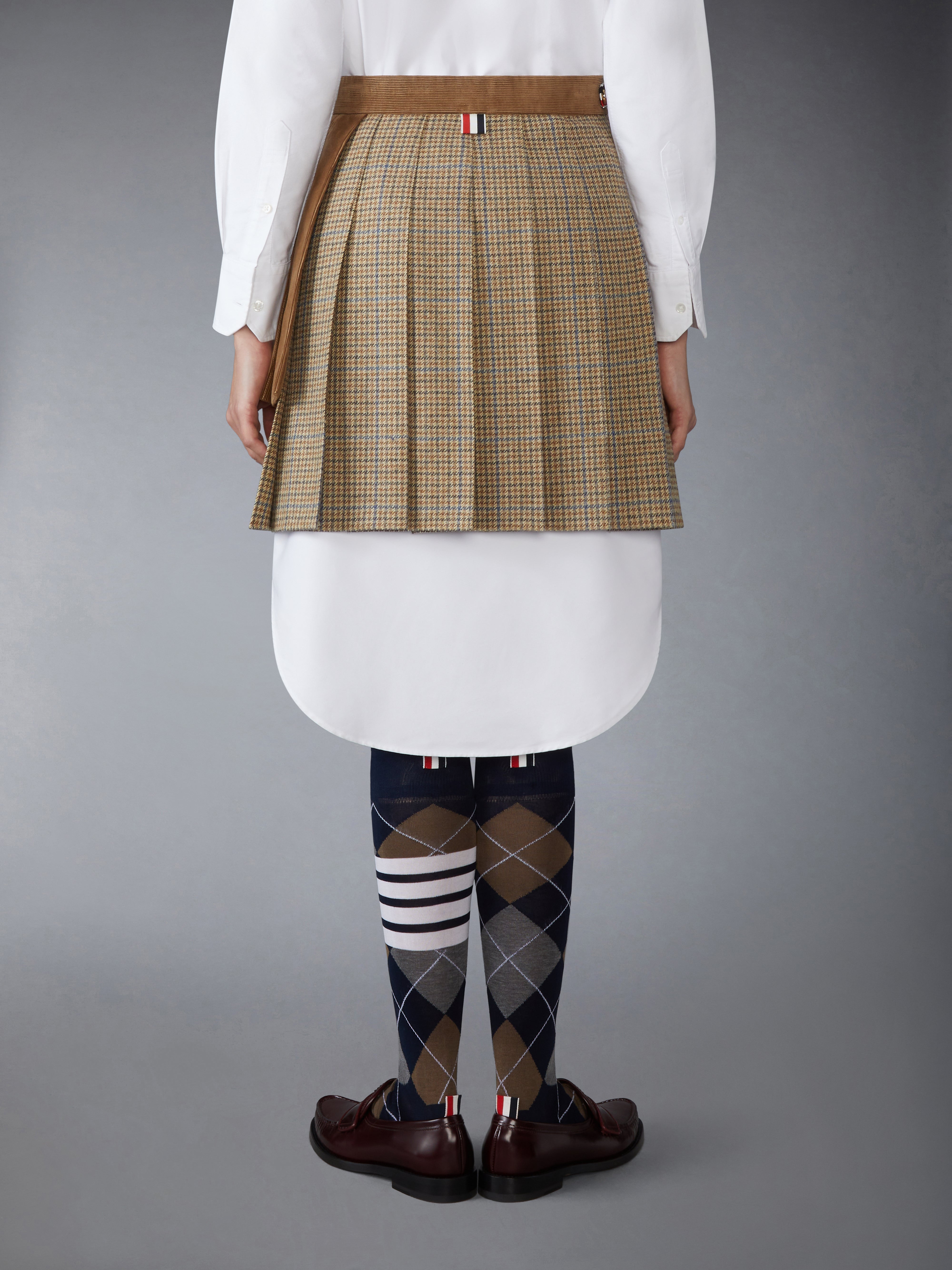 Gunclub Check Cheviot Tweed Pleated Mini Skirt | Thom Browne