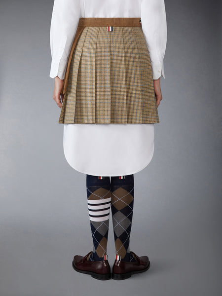 GUNCLUB CHECK CHEVIOT TWEED PLEATED MINI SKIRT