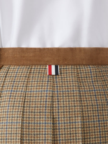 GUNCLUB CHECK CHEVIOT TWEED PLEATED MINI SKIRT
