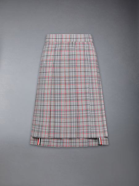 PLAID CHECK COOL WOOL PLEATED SKIRT RWBWHT