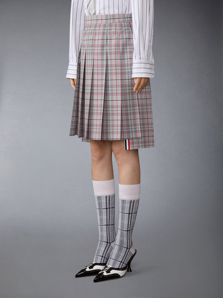 PLAID CHECK COOL WOOL PLEATED SKIRT RWBWHT