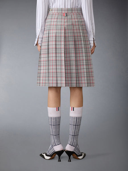 PLAID CHECK COOL WOOL PLEATED SKIRT RWBWHT