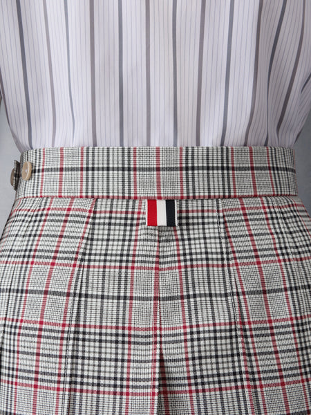 PLAID CHECK COOL WOOL PLEATED SKIRT RWBWHT