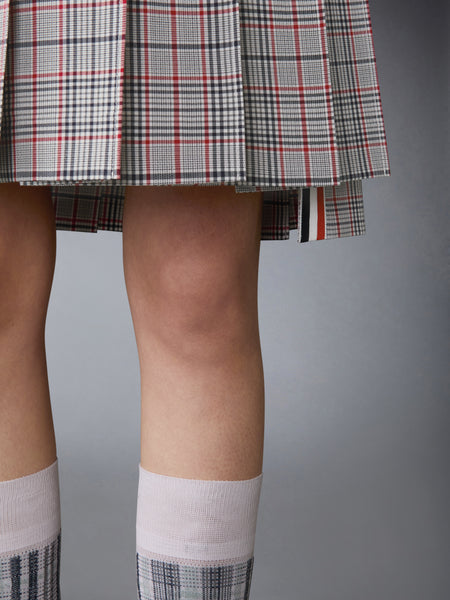 PLAID CHECK COOL WOOL PLEATED SKIRT RWBWHT