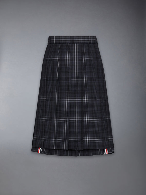 WINDOWPANE PLAID COOL WOOL PLEATED SKIRT - featured image
