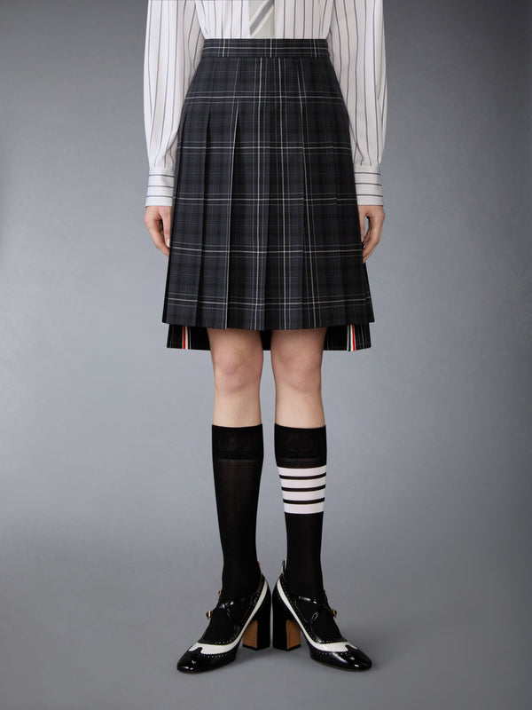 WINDOWPANE PLAID COOL WOOL PLEATED SKIRT - image 1