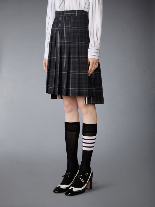 WINDOWPANE PLAID COOL WOOL PLEATED SKIRT - image 2