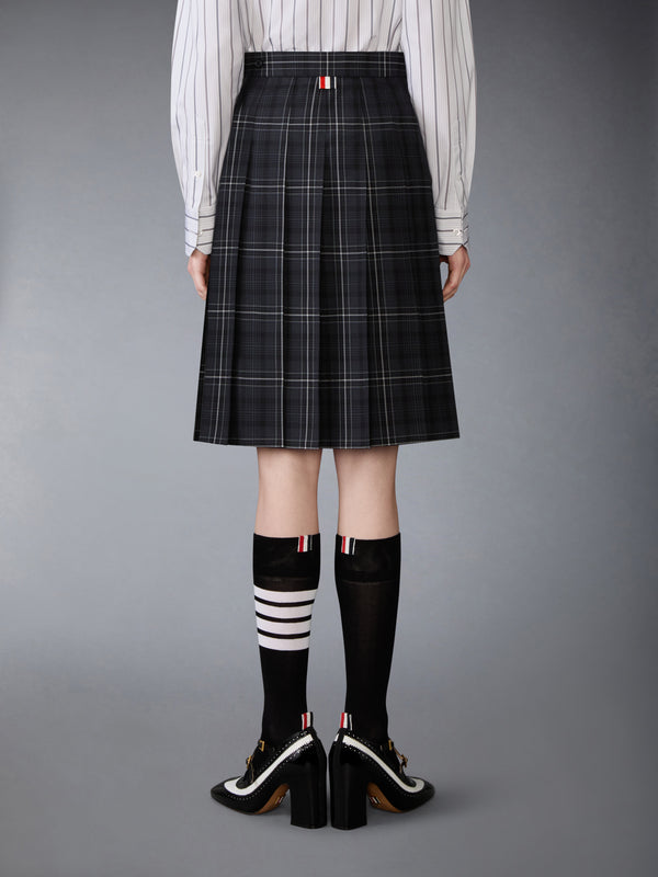 WINDOWPANE PLAID COOL WOOL PLEATED SKIRT - image 3