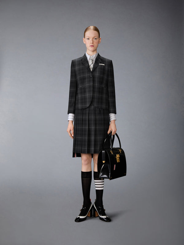 WINDOWPANE PLAID COOL WOOL PLEATED SKIRT - image 4