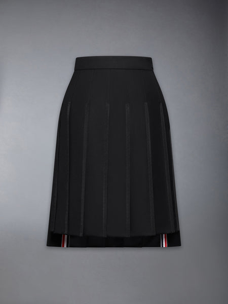 SUPER 120'S TWILL PLEATED SKIRT BLACK
