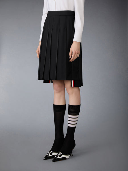 SUPER 120'S TWILL PLEATED SKIRT BLACK
