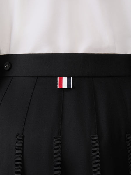 SUPER 120'S TWILL PLEATED SKIRT BLACK
