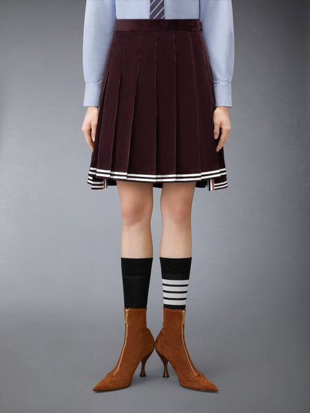 CORDUROY PLEATED SKIRT BURGUNDY