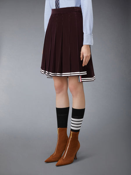 CORDUROY PLEATED SKIRT BURGUNDY