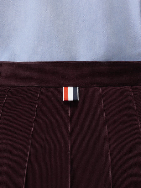 CORDUROY PLEATED SKIRT BURGUNDY