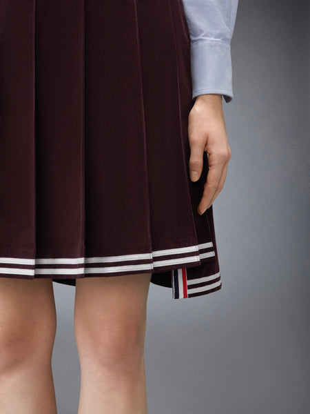 CORDUROY PLEATED SKIRT BURGUNDY