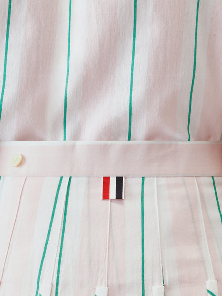 MADRAS COTTON STRIPED PLEATED SKIRT LT PINK