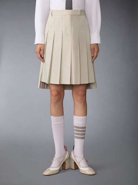 COTTON SUITING PLEATED SKIRT BEIGE