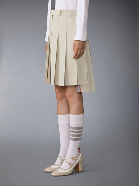 COTTON SUITING PLEATED SKIRT BEIGE