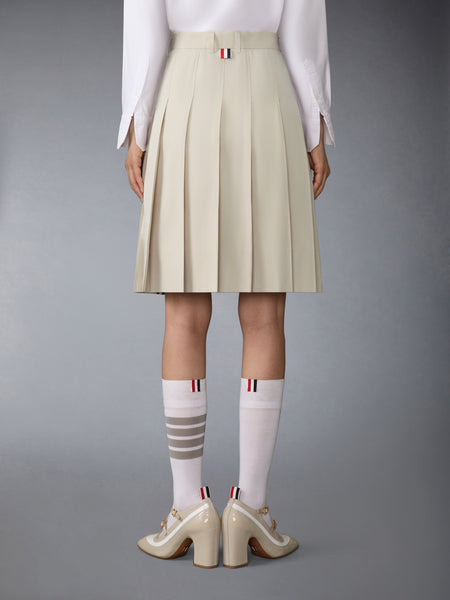 COTTON SUITING PLEATED SKIRT BEIGE
