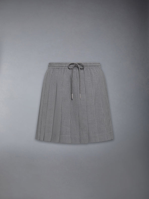 WOOL SEERSUCKER DRAWSTRING PLEATED MINI SKIRT - featured image