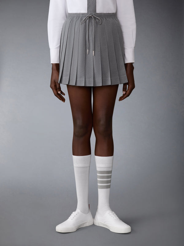 WOOL SEERSUCKER DRAWSTRING PLEATED MINI SKIRT - image 1