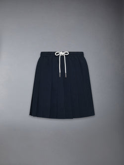 WOOL SEERSUCKER DRAWSTRING PLEATED MINI SKIRT