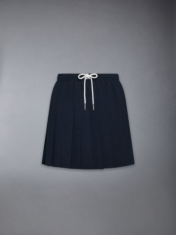 WOOL SEERSUCKER DRAWSTRING PLEATED MINI SKIRT - featured image