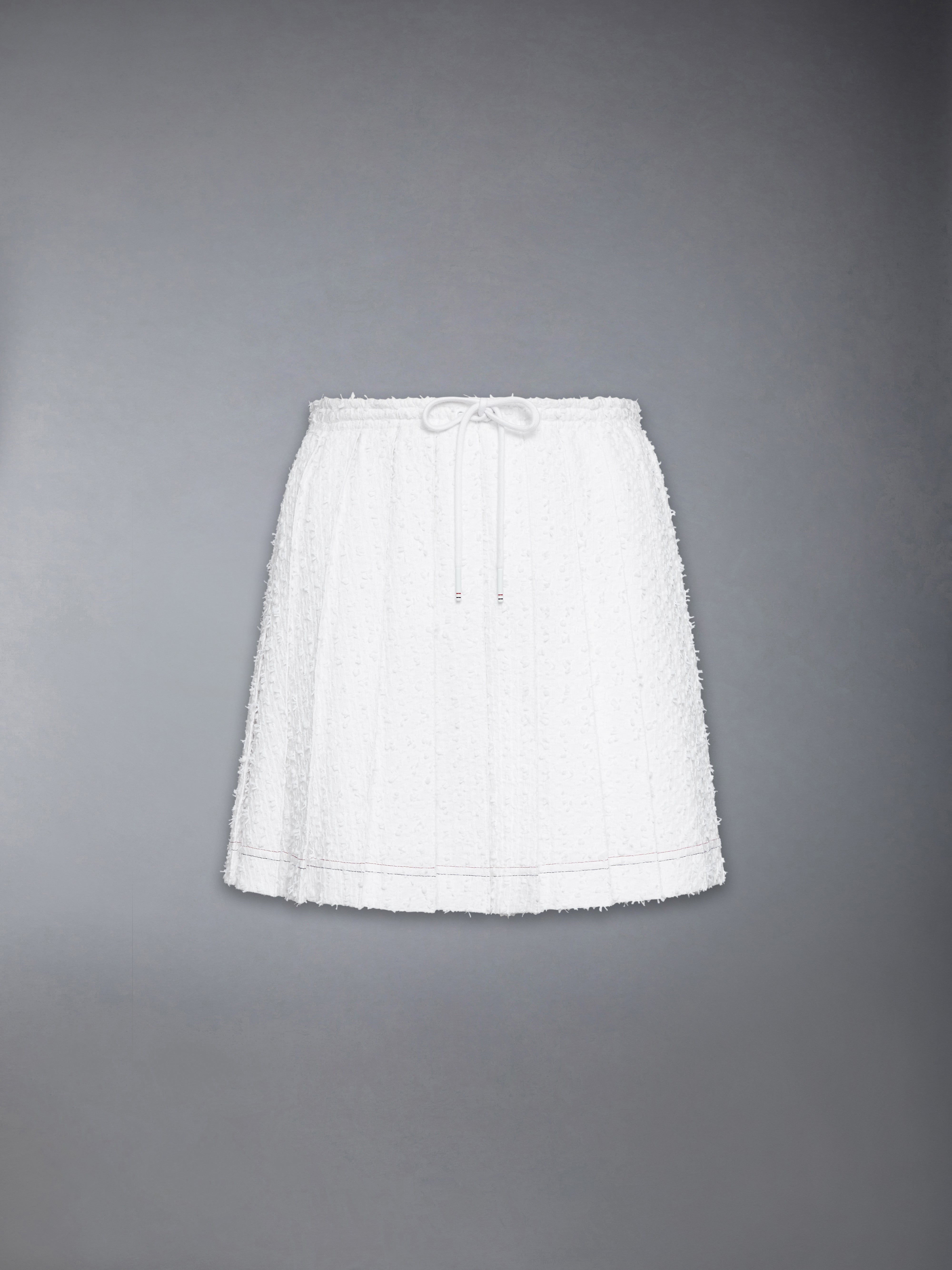 Eyelash Tweed Drawstring Pleated Mini Skirt | Thom Browne