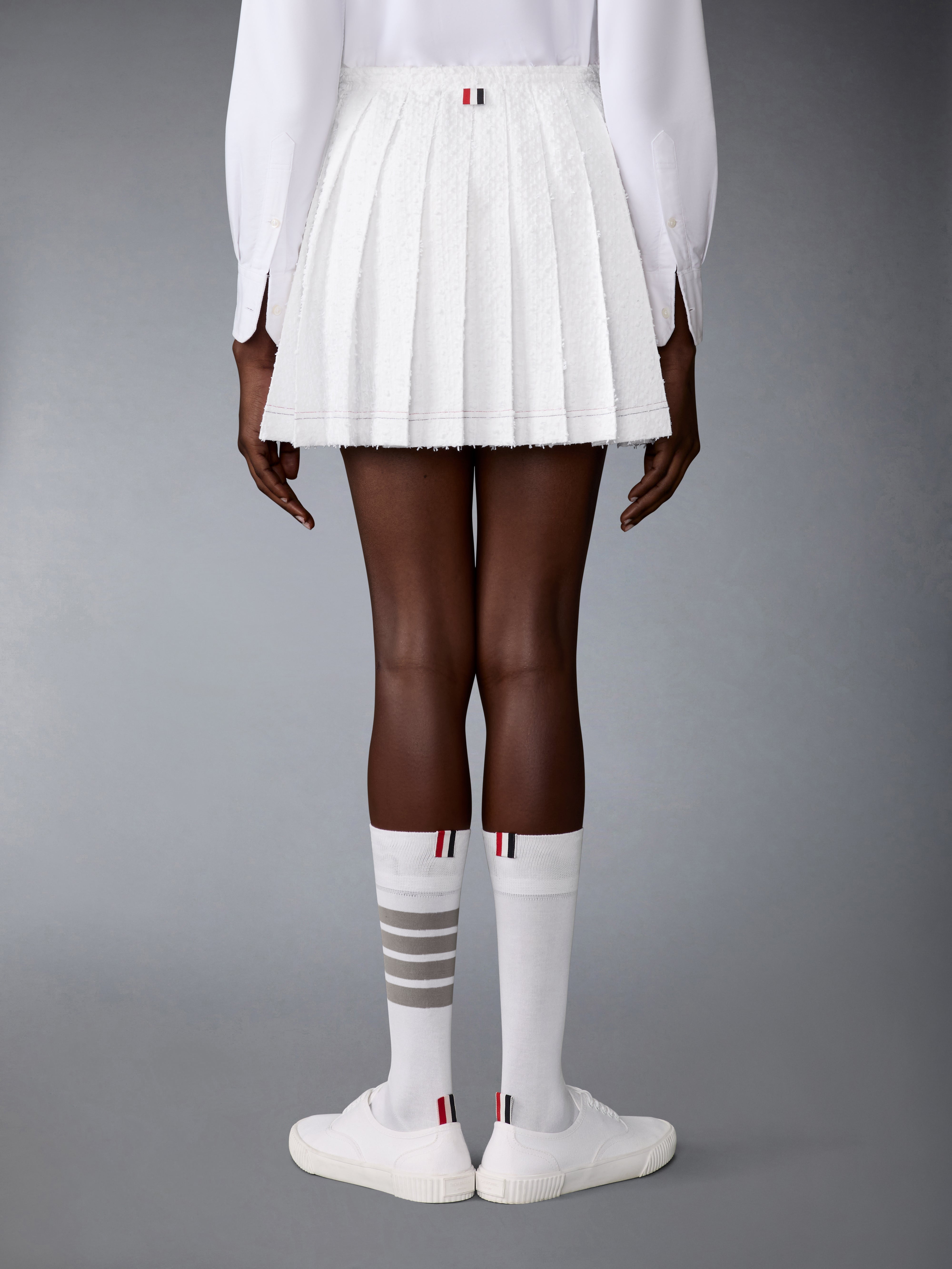Eyelash Tweed Drawstring Pleated Mini Skirt | Thom Browne