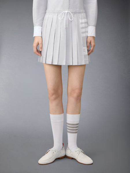 OXFORD 4-BAR DRAWSTRING PLEATED MINI SKIRT LT GREY