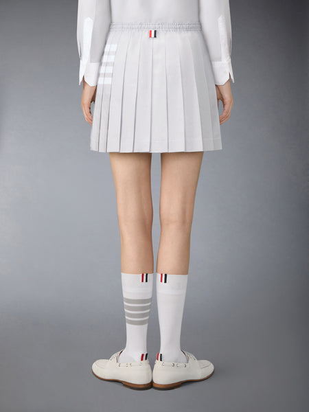 OXFORD 4-BAR DRAWSTRING PLEATED MINI SKIRT LT GREY